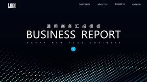 PPT-Vorlage für Geschäftsberichte mit abstraktem blauem Punkthintergrund