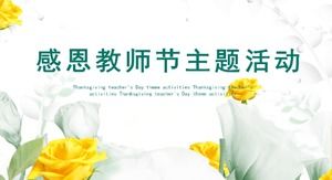 Adorno de flores frescas y elegantes Plantilla PPT de planificación de eventos del Día del maestro de Acción de Gracias