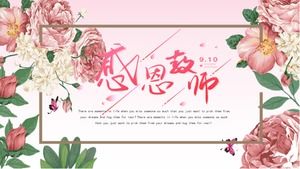 Warm and beautiful floral background embellishment Thanksgiving Teacher's Day PPT template