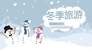 Șablon PPT album de călătorie de iarnă cu fundal de om de zăpadă de desene animate