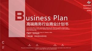 High-end red line three-dimensional wind business plan PPT template