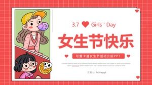 Modèle PPT Happy Girls 'Day avec fond de filles de dessin animé
