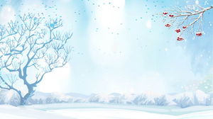 Blue illustration wind winter snow scene PPT background picture