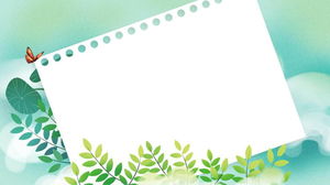 新鮮な緑の葉紙PPT背景画像