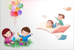 Três grupos de material PPT de crianças de desenhos animados