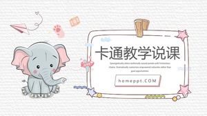 English teaching and speaking PPT template with cute cartoon elephant background
