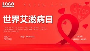 Plantilla PPT de actividades publicitarias del Día Mundial del SIDA rojo