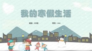 Cartoon primary and secondary school my winter vacation life theme ppt template