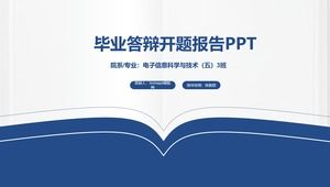 Libro abierto académico azul simple y práctico respuesta de graduación informe de apertura plantilla ppt