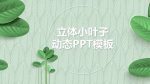 Three-dimensional leaves light green ppt template