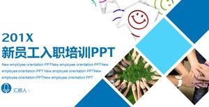 Blaue PPT-Vorlage für neue Mitarbeitereinführungsschulungen