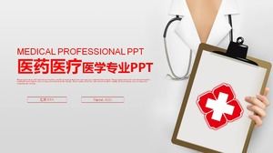Modelo de PPT de resumo de trabalho de enfermeira de médico conciso vermelho