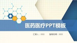 Modelo de PPT de medicina médica com fundo de estrutura molecular azul