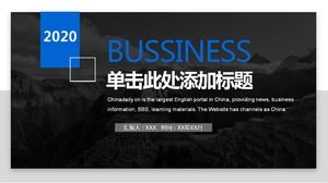 Template PPT laporan bisnis biru dan hitam atmosfer