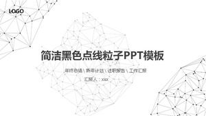 PPT-Vorlage für Technologieunternehmen mit schwarz gepunktetem Partikelhintergrund