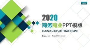 Șablon PPT de raport de afaceri pătrat albastru și verde