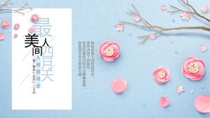 Modello PPT di fiori blu e rosa freschi e belli