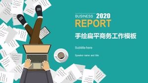Cartoon flat style business work summary report ppt template