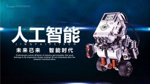 Modello PPT di rilascio del marchio pubblicitario aziendale per robot di intelligenza artificiale