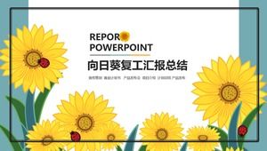 Templat ppt ringkasan resume bisnis latar belakang bunga matahari