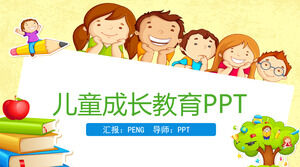 Modèle PPT de didacticiel d'enseignement de la réunion des parents pour l'éducation à la croissance des enfants