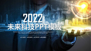Biznes niebieski raport z pracy w technologii szablon PPT