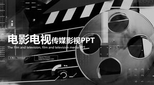 เทมเพลต PPT การผลิตภาพยนตร์และสื่อโทรทัศน์สร้างสรรค์สีดำ