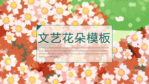 Literary style flower background work report ppt template