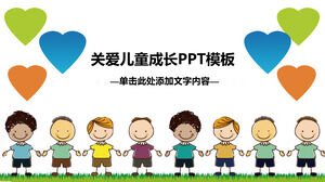 Szczęśliwy wzrost kreskówka przedszkole szablon PPT