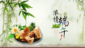 Çin tarzı geleneksel kültür aşk Dragon Boat Festivali pirinç köfte ppt şablonu