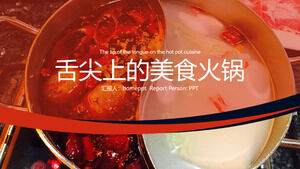 Red Northeast hot pot Plantilla PPT de cocina coreana de Sichuan
