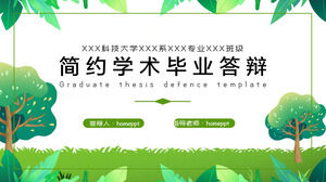 Simple green plant background campus academic graduation defense ppt template