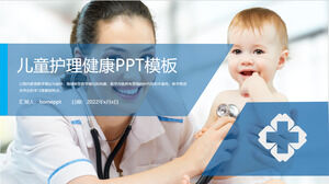 Beyaz ve mavi çocuk bakım hastanesi tıbbi tıbbi PPT şablonu