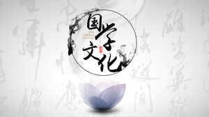 Chiński wiatr Guoxue szablon kultury lotosu PPT