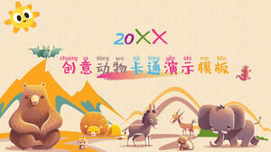 Cute cartoon animal background PPT template free download