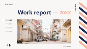 Șablon PPT de raport rezumat de lucru pentru jumătate de an în stil web retro albastru portocaliu