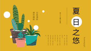 Cartoon Pflanze Bonsai Hintergrund frische PPT-Vorlage im japanischen Stil