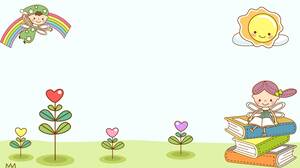 Cute children's flowers book PPT background picture