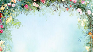 아름다운 수채화 꽃 화환 PPT 배경 그림
