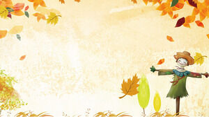 秋のかわいいかかしPPT背景画像