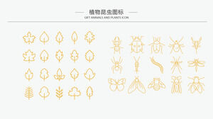 Plant leaves insect line PPT small icon