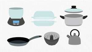 Kitchenware, tableware, wine set vector cartoon ppt icon package download