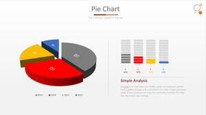 Color three-dimensional separation PPT pie chart template