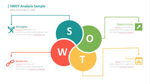 Color belt icon four-color SWOT analysis PPT template