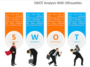 Farbe Abbildung Silhouette SWOT-Analyse PPT-Vorlage