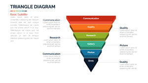 Color inverted triangle hierarchy diagram PPT template