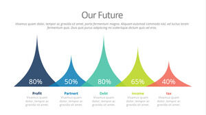 Colorful pointed cone PPT histogram template material