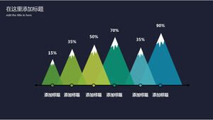 Green and blue creative snow mountain column chart PPT template