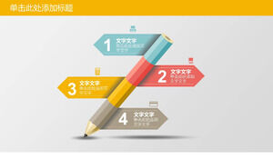 Färben Sie kreativen Bleistift vier nebeneinander PPT-Vorlage