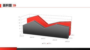 Czerwony i czarny dwa kontrastowy wykres warstwowy materiał szablonu PPT